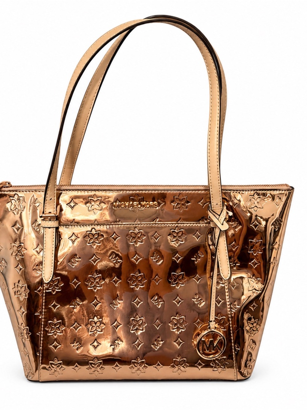 Michael Kors Metallic Rose Gold Embossed Tote